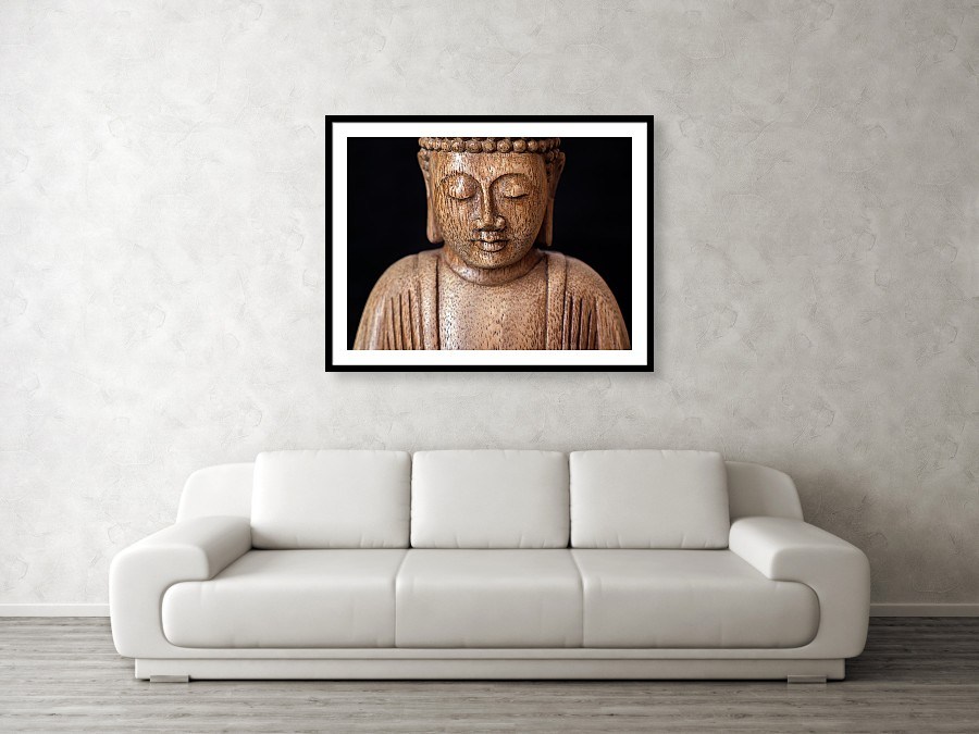 The photographic image of the Buddha in the living room
