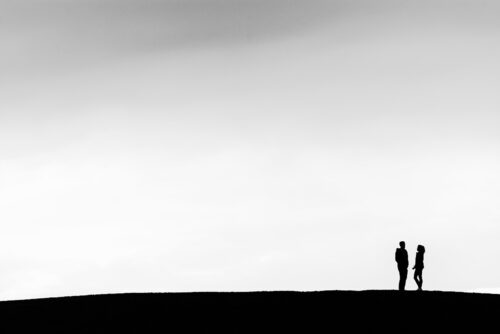 Silhouette of Lovers on the Horizon - Fine art photography print, Minimalism, Silhouette of Lovers on the Horizon – Fine art photography print