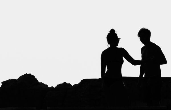 Young couple silhouette art print