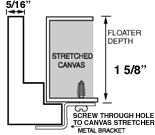 CF7 - Wood Canvas Floater - Black with Silver Frame - Cross-section with dimensions