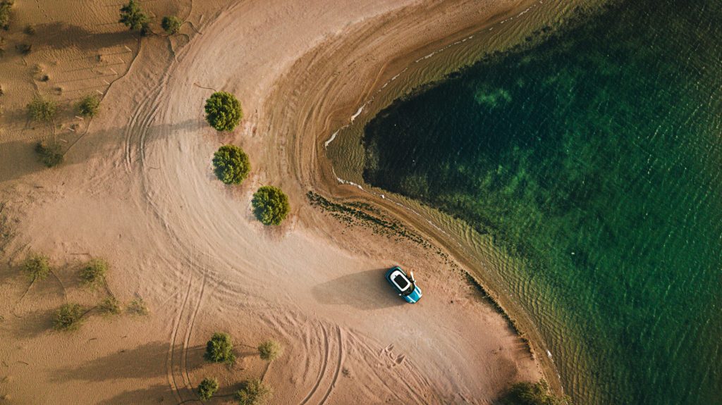 Beach photographed with a drone