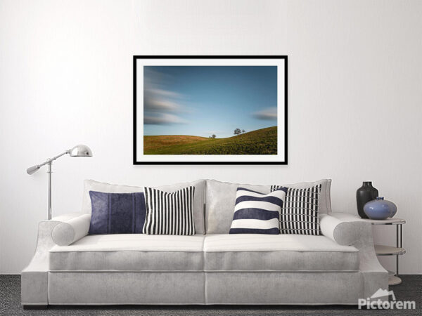 Visualization of a framed photograph "Hilly Landscape in Bohemian Paradise" in interior.