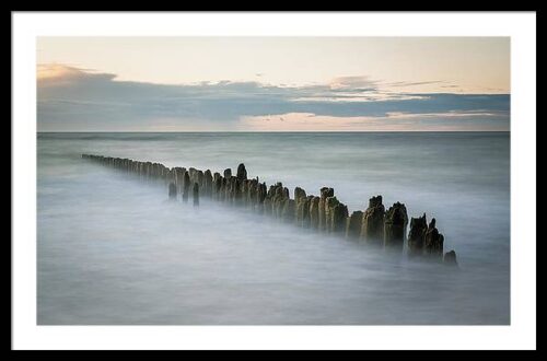 Framed photography print - A wooden poles in the Baltic sea in Poland., Framed Landscapes, Framed photography print – A wooden poles in the Baltic sea in Poland.