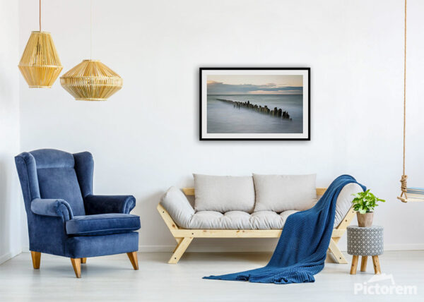 Wall art photography print visualization - A wooden poles in the Baltic sea in Poland.