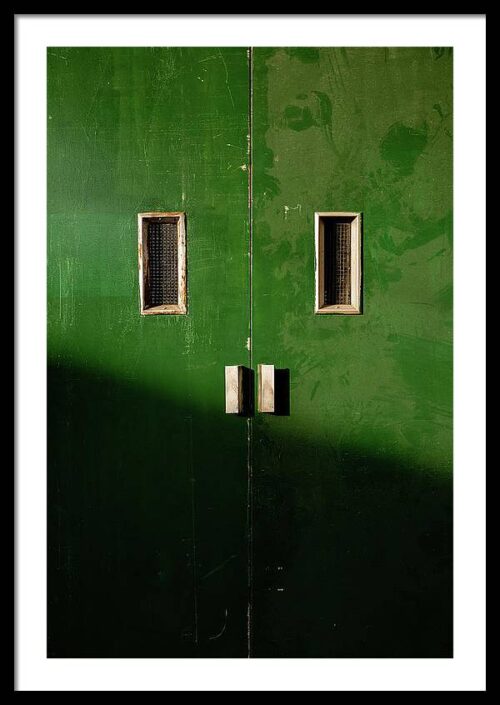 Green Doors - Minimalist architectural fine art framed print, Framed Minimalist, Green Doors – Minimalist architectural fine art framed print