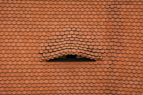 Minimalist framed photo of old roof in Prague. - Art print by Martin Vorel