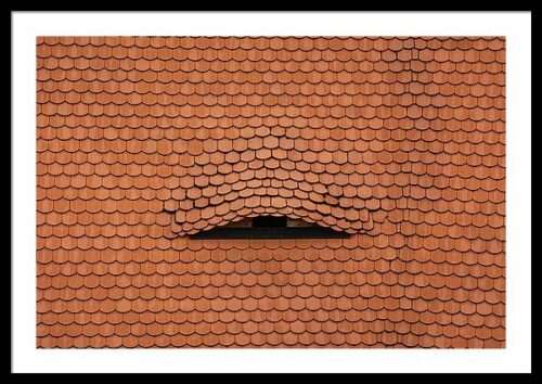 Minimalist framed photo of old roof in Prague., Framed Architectural, Minimalist framed photo of old roof in Prague.