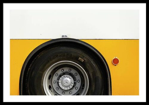 Yellow Bus Close-up Minimalist Framed Photography Print, Framed Photography, Yellow Bus Close-up Minimalist Framed Photography Print