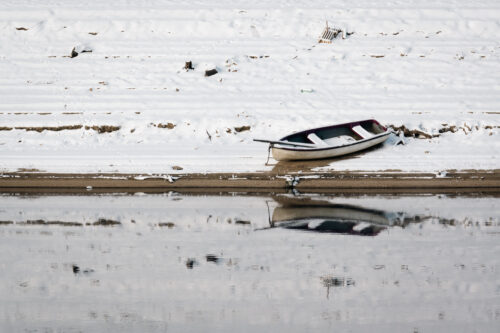 Fishing Boat on a Snowy Shore - Art Print, Color, Fishing Boat on a Snowy Shore – Art Print