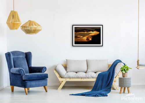Sunset in the Clouds in an Orange Sky - Photography Visualization in the interior - Abstract