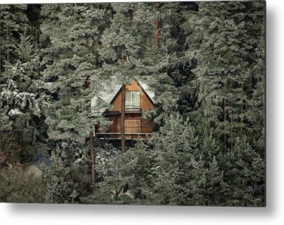 , Architectural Metal Prints, a-mysterious-cabin-hidden-in-the-woods-metal-print