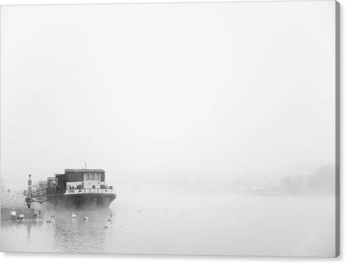 , Minimalist Canvas Prints, boat-on-a-foggy-river-in-prague-canvas-print