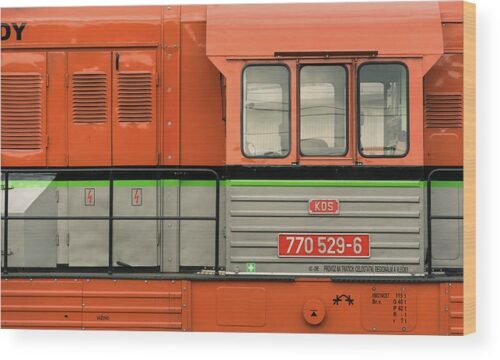 Orange locomotive photograph - Wood print for sale, Wood Prints, locomotive-wood-print