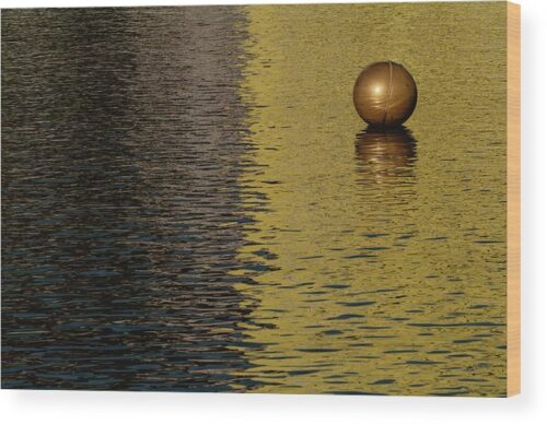 , Wood Prints, minimal-golden-buoy-wood-print