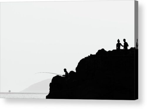 , Acrylic Prints, silhouettes-on-the-rock-above-the-sea-acrylic-print