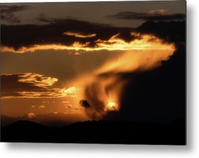 , Abstract Metal Prints, sunset-in-the-clouds-in-an-orange-sky-metal-print
