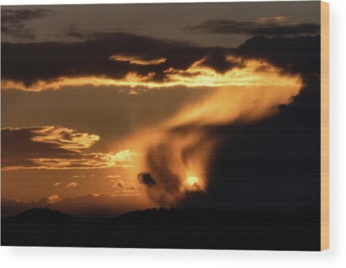 , Abstract Wood Prints, sunset-in-the-clouds-in-an-orange-sky-wood-print