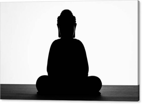 , Canvas Prints, the-buddha-in-meditation-black-and-white-minimalist-photography-canvas-print