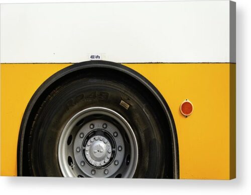 , Minimalist Acrylic Prints, yellow-bus-close-up-acrylic-print