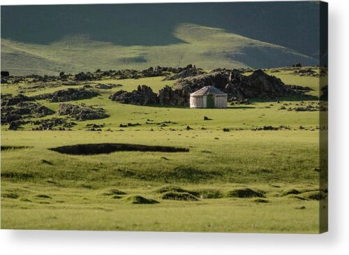 , Landscape Acrylic Prints, yurt-in-a-green-mongolian-steppe-acrylic-print