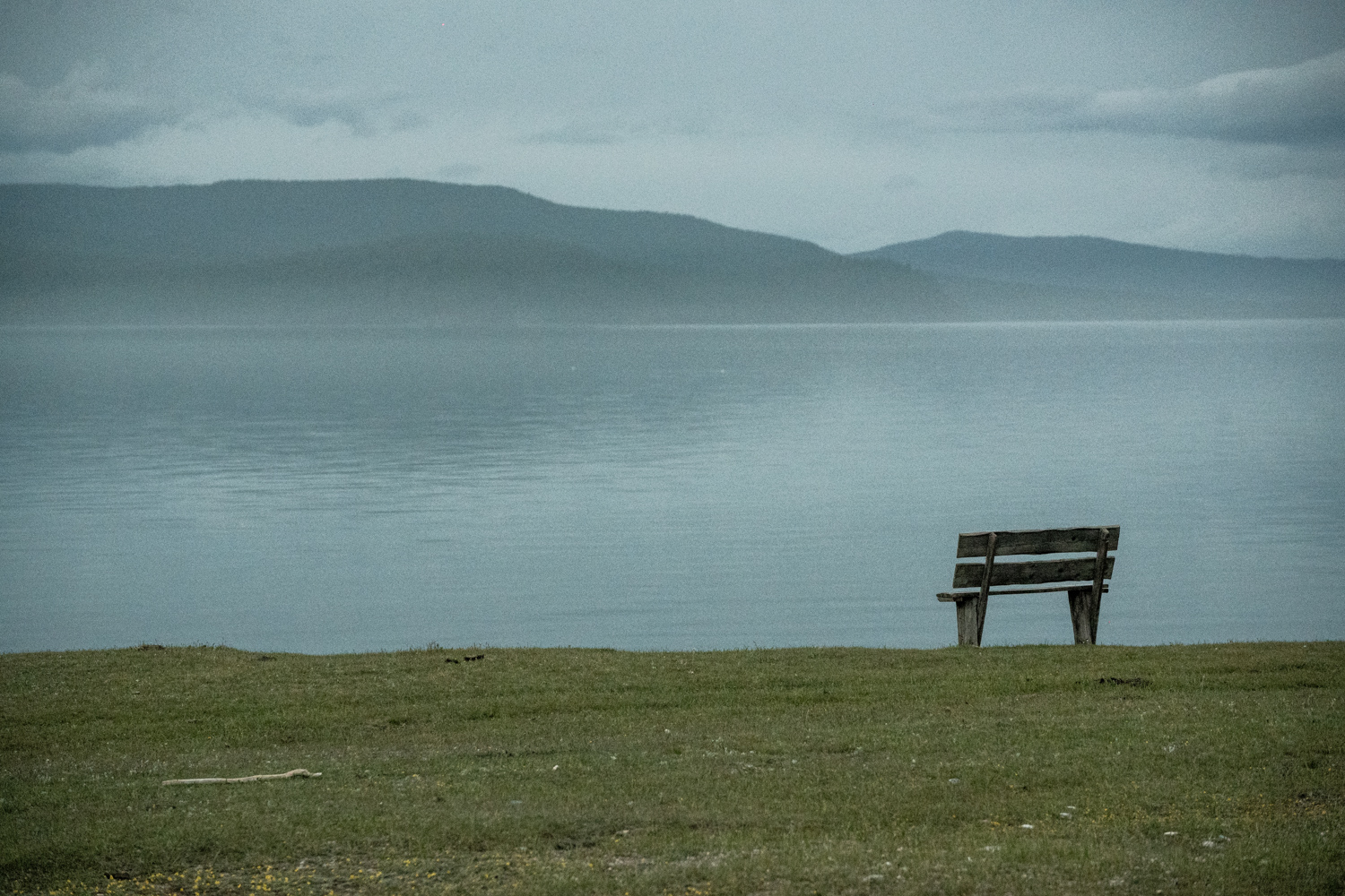 Martin Vorel Photography Fine art photography of a wooden bench on the shore of Khovsgol Lake in Mongolia