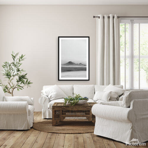 Mongolian landscape - Visualization (rendered image) of an image on a wall in a room. - Desert
