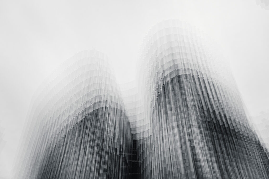 Black and white abstract architecture photography multiple exposure