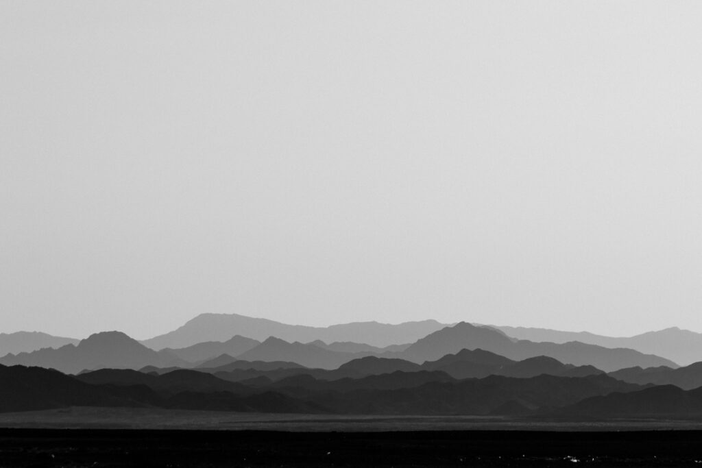 B&W Mountain Landscape Set of 3 Prints Mountain silhouettes in Egypt - B&W landscape photography