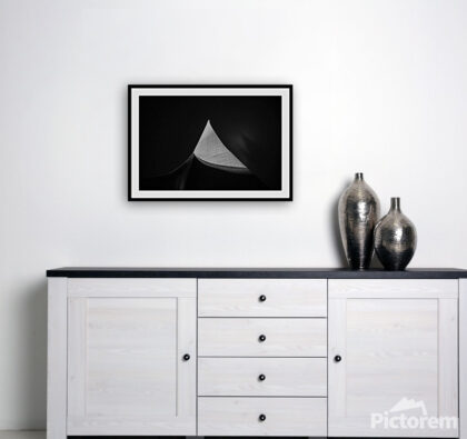 Abstract architectural photography of brutalist church in Prague - An image of domestic bedroom - render image. - Abstract