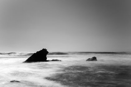 Rocks and Waves - BW long exposure photography - Fine art print - Abstract