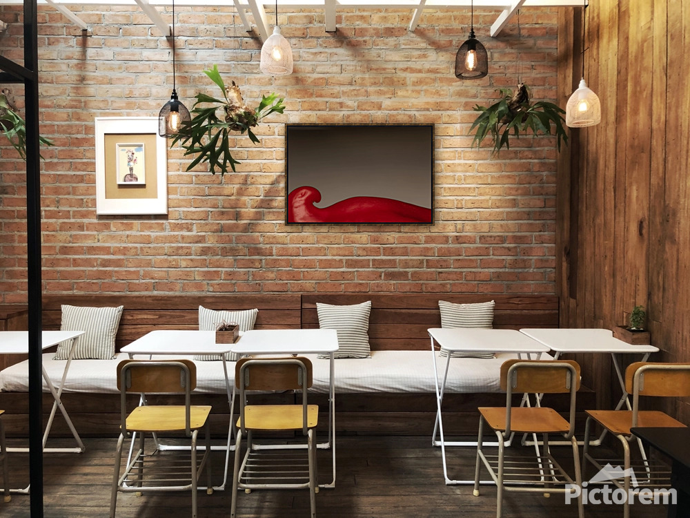 Fine art photography prints for hotels An abstract photograph on the wall of the hotel restaurant.