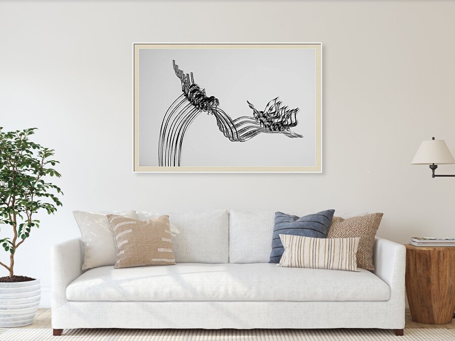 Grapevine in Motion II. – Abstract wall art visualisation in modern interior