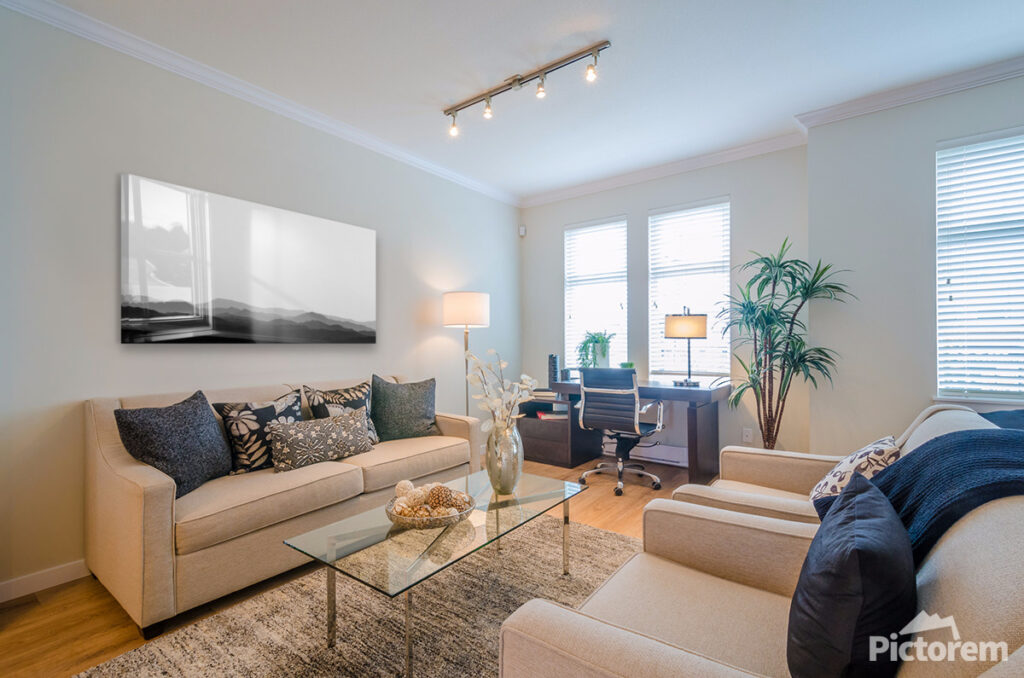 Landscape photography in hotel interior