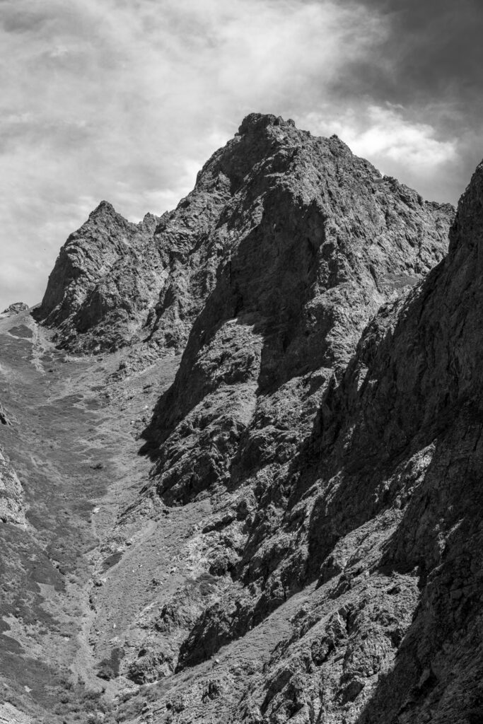 Dramatic Gobi Desert Mountain Peak | Black and White Landscape Photography